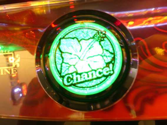 グレートキングハナハナ プレミアム紹介画像(MAXBETボタンの色が変わりハイビスカスが映る)