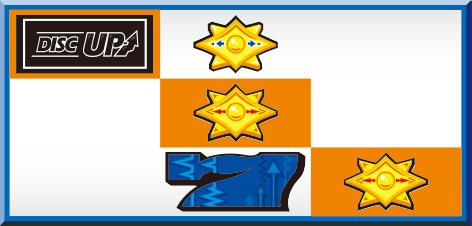 パチスロ ディスクアップの打ち方_ビッグボーナス予告音あり 中リール枠下に青7をビタ押し失敗時のポイント