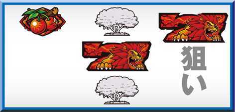 猛獣王の中リール中段に赤7停止時