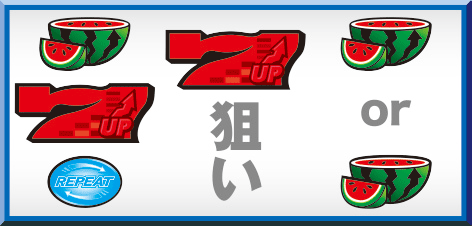 パチスロ ディスクアップの打ち方消化画像です。(赤7狙い時停止パターン②)