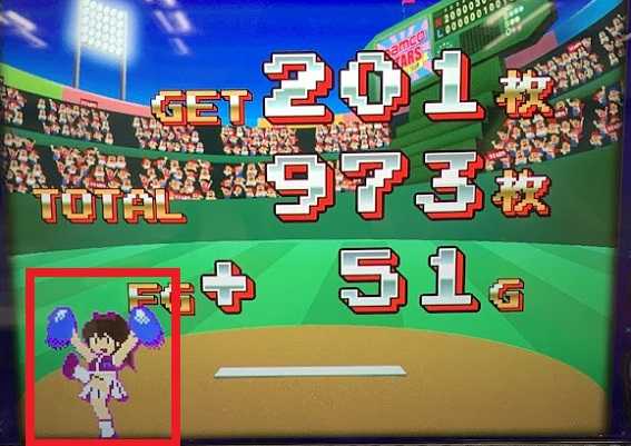 ファミスタ回胴版!!　設定示唆　BIG終了画面　チアガール