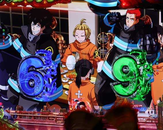 フィーバー炎炎ノ消防隊2 シンラ  図柄停止時青線変化先読み予告