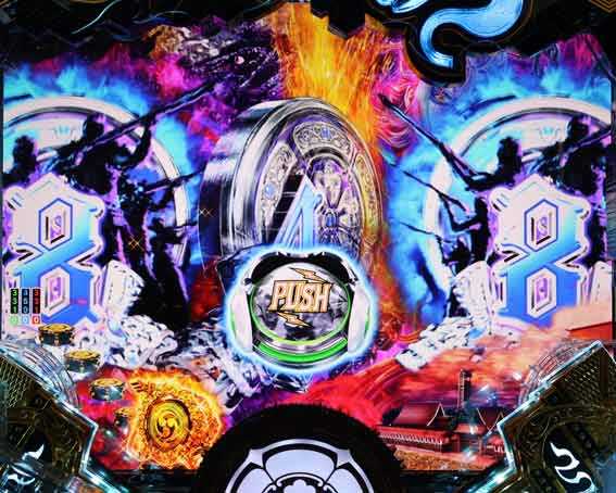 Pいくさの子 戦極最強ドデカ199 リーチ後ボタン